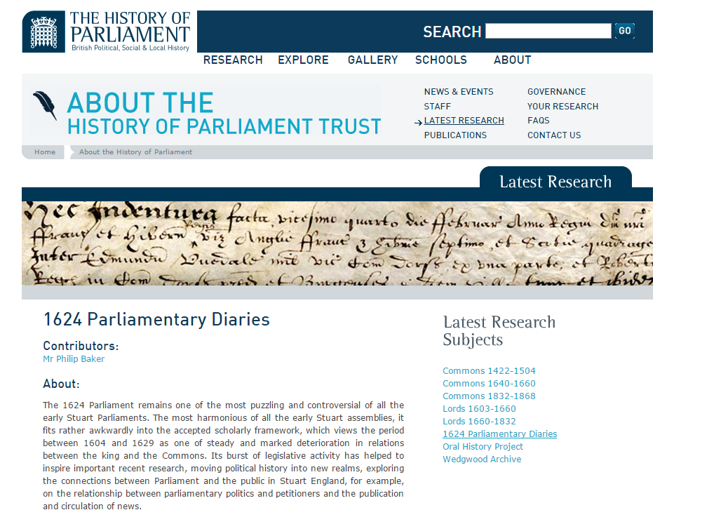 1624 Parliamentary Diaries
